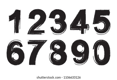 Grunge numbers set.Vector dirty numbers.