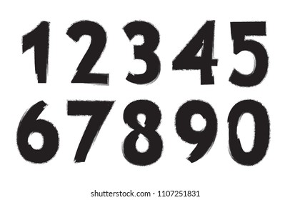 Grunge numbers set.Vector dirty numbers.