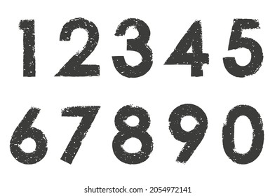 Grunge números set.Vector números con problemas.
