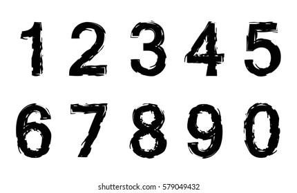 Grunge numbers set.Vector distressed  numbers.