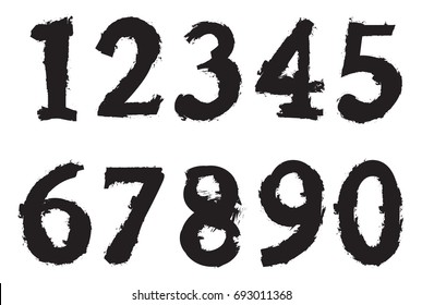 Grunge numbers set.Vector distressed  numbers.