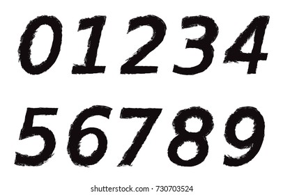 Grunge numbers set.Vector distressed numbers.