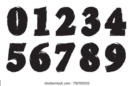 Grunge numbers set.Vector distressed numbers.