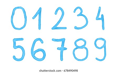 Grunge numbers set.Vector hand drawn numbers.