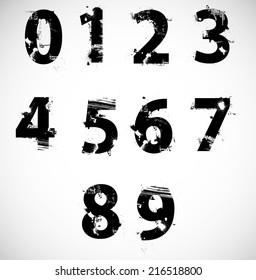 Grunge Numbers. Vector Illustration. 