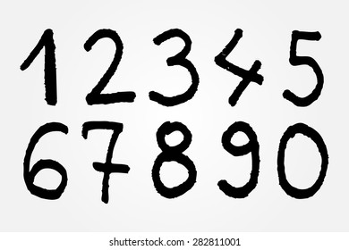 Grunge  numbers.Hand drawn numbers.Vector illustration.