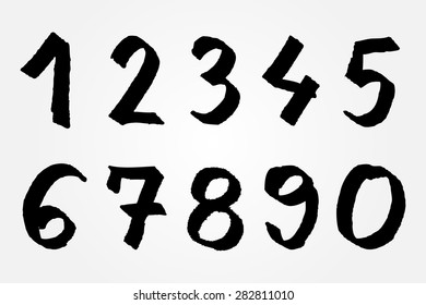 Grunge  numbers.Hand drawn numbers.Vector illustration.
