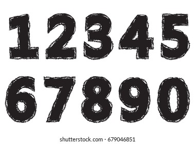 Grunge numbers.Vector distressed numbers.