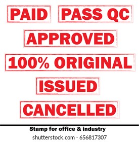 Grunge Office stamp with the text paid approved original issued canceled pass qc the stamp