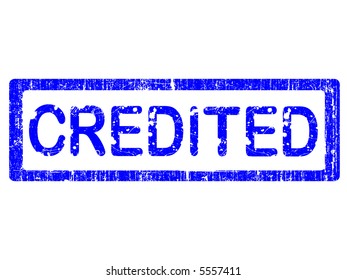 Grunge Office Stamp with the words CREDITED in a grunge splattered text. (Letters have been uniquely designed and created by hand)