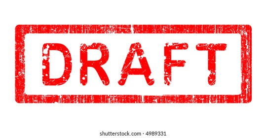 Grunge Office Stamp with the words DRAFT in a grunge splattered text. (Letters have been uniquily designed and created by hand)