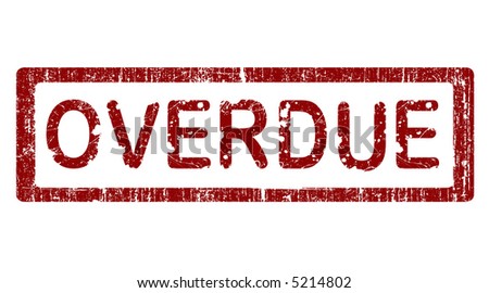 Grunge Office Stamp with the words OVERDUE in a grunge splattered text. (Letters have been uniquely designed and created by hand)