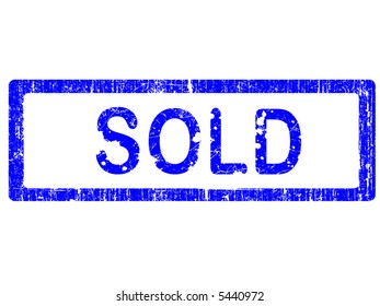 Grunge Office Stamp with the words SOLD in a grunge splattered text. (Letters have been uniquely designed and created by hand)