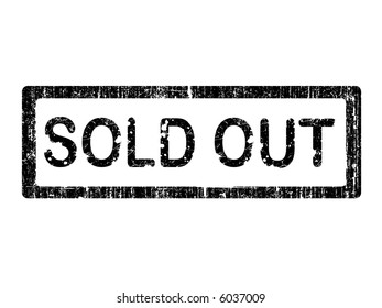 Grunge Office Stamp with the words SOLD OUT in a grunge splattered text. (Letters have been uniquely designed and created by hand)