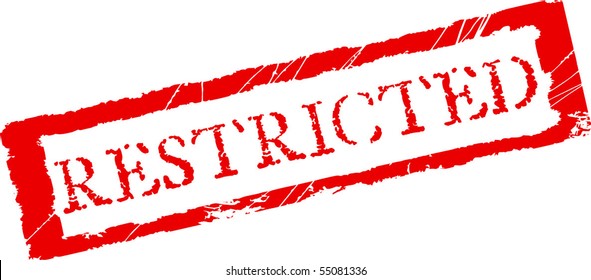 Grunge office vector stamp with the word Restricted in red color