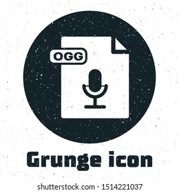 Grunge OGG file document. Download ogg button icon isolated on white background. OGG file symbol.  Vector Illustration