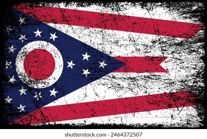 Bandera Grunge Ohio. Bandera de Vector de Ohio.