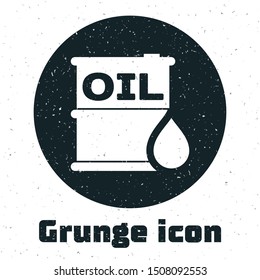 Grunge Oil barrel icon isolated on white background. Oil drum container. For infographics, fuel, industry, power, ecology.  Vector Illustration