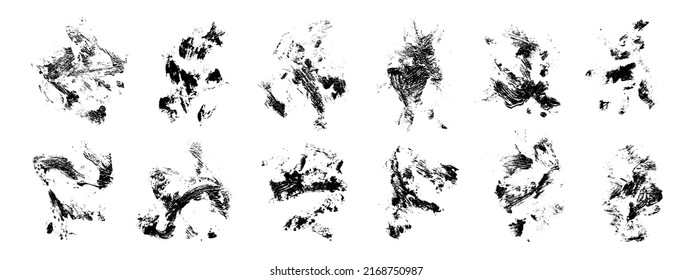 Grunge oil paint abstract strokes set. Oil paint brush daubs and smears. Ink splatter backgrounds collection. Grunge strokes. Paint brush textures. Abstract quirky scribbles. Rough grungy overlays.