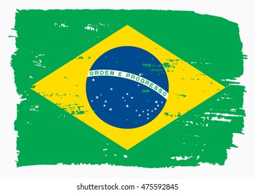 Grunge old flag of Brazil.Vector illustration.