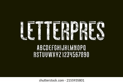 Grunge old font, condensed alphabet with a rough vintage texture, vector illustration 10EPS