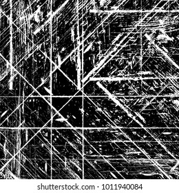 Grunge old grid mesh black cover template. Web cobweb spiderweb net distressed overlay texture. Striped tabby grainy backdrop. Messy dirty surface creative element. EPS10 vector.