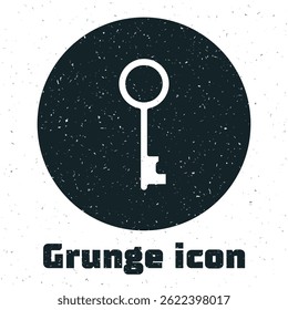 Ícone de chave velha do Grunge isolado no fundo branco. Desenho vintage monocromático. Vetor