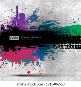 Grunge Old Paper Background Banner with a colorful rainbow ink splat effect