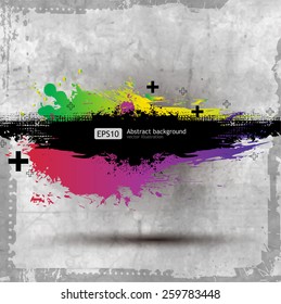 Grunge Old Paper background with a colorful rainbow ink splat effect