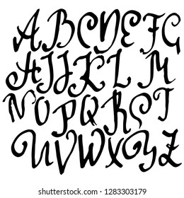 Grunge old pen gothic font. Blackletter script. Vector illustration.