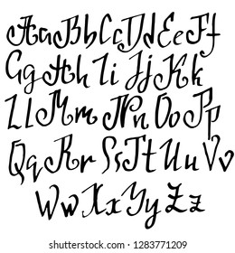 Grunge old pen gothic font. Blackletter script. Vector illustration.