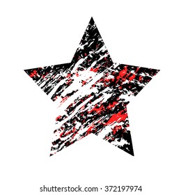grunge old red star texture, symbol background, vector illustration design element icon