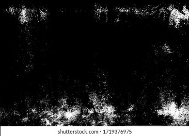 Grunge old texture in black and white. Aged vector surface with scratches, gaps, splits and crumbling stone. Distressed overlay for creating openwork background in 3D design of country loft interior