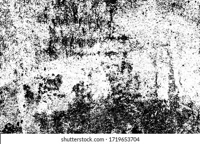 Grunge old texture in black and white. Aged vector surface with scratches, gaps, splits and crumbling stone. Distressed overlay for creating openwork background in 3D design of country loft interior