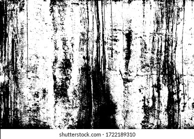 Grunge old texture in black and white. Aged liquid surface with scratches, gaps, splits and crumbling stone. Distressed overlay for creating openwork background in 3D design of country loft interior