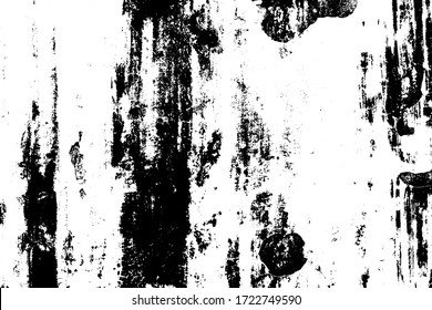 Grunge old texture in black and white. Aged vector surface with scratches, gaps, splits and crumbling stone. Distressed overlay for creating openwork background in 3D design of country loft interior