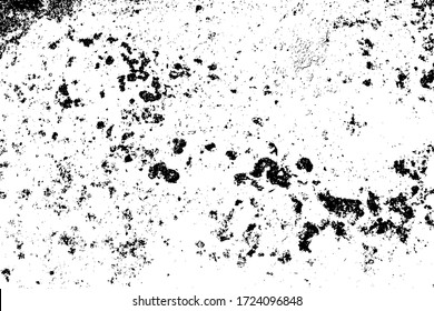 Grunge old texture in black and white. Aged vector surface with scratches, gaps, splits and crumbling stone. Distressed overlay for creating openwork background in 3D design of country loft interior