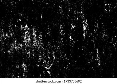 Grunge old texture in black and white. Aged vector surface with scratches, gaps, splits and crumbling stone. Distressed overlay for creating openwork background in 3D design of country loft interior
