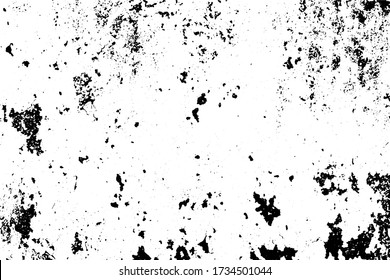 Grunge old texture in black and white. Aged vector surface with scratches, gaps, splits and crumbling stone. Distressed overlay for creating openwork background in 3D design of country loft interior