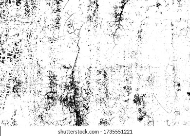 Grunge old texture in black and white. Aged vector surface with scratches, gaps, splits and crumbling stone. Distressed overlay for creating openwork background in 3D design of country loft interior