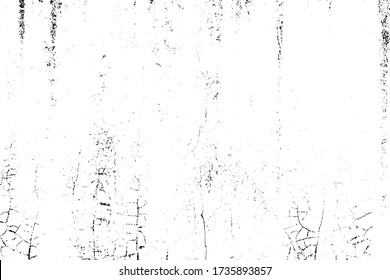 Grunge old texture in black and white. Aged vector surface with scratches, gaps, splits and crumbling stone. Distressed overlay for creating openwork background in 3D design of country loft interior