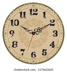 Grunge old vintage clock face.