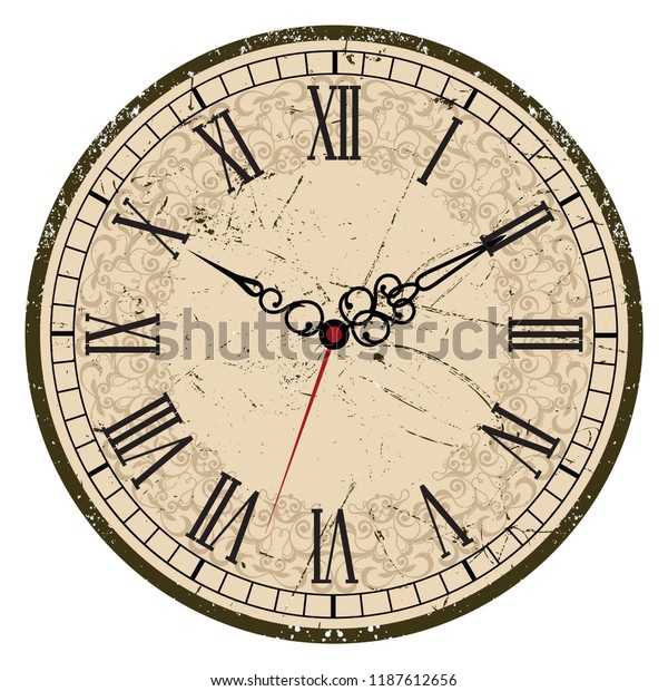 Grunge Old Vintage Clock Face Stock Vector (Royalty Free) 1187612656 ...