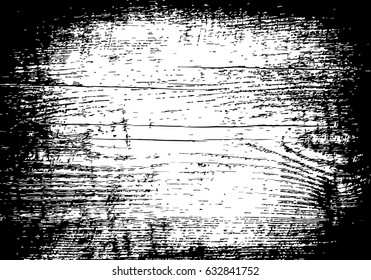Grunge old wood black background. Wooden plank distressed overlay texture. Aged board. EPS10 vector
