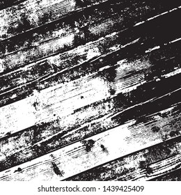Grunge old wood black cover template. Weathered rural grainy timber backdrop. Wooden dry planks diagonal distressed overlay texture with knot. Aged dried board creative element. EPS10 vector