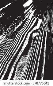 Grunge old wood black cover template. Wooden dry planks diagonal distressed overlay texture with knot. Weathered rural grainy timber backdrop. Aged dried board creative element. EPS10 vector.
