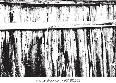 Grunge old wood black cover template. Wooden dry planks distressed overlay texture with knot. Weathered rural grainy timber backdrop. Aged dried board creative element. EPS10 vector.