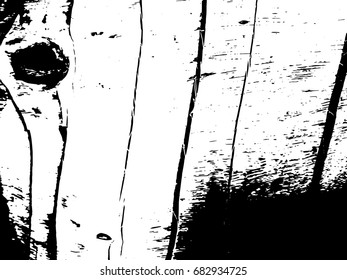 Grunge old wood black cover template. Wooden dry planks diagonal distressed overlay texture with knot. Weathered rural grainy timber backdrop. Aged dried board creative element.

