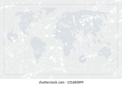 Grunge old  world map background, vector illustration
