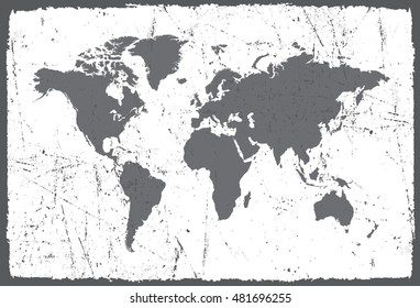 Grunge old world map.Vector template.